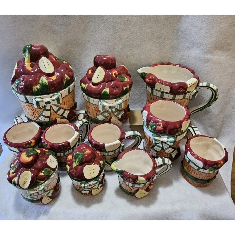Young’s Apple Basket Canisters, Sugar And Creamer, Mugs Etc. Cottage Core Granny